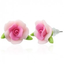 FIMO fülbevaló - rózsa és levelek