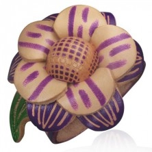 Bőr karkötő - lila, nagy virág