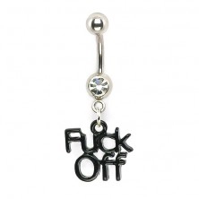 Köldök piercing - fekete Fuck Off logó