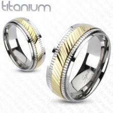 Gyűrű titániumból - két színű, sávozott