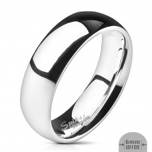 Nemesacél jegygyűrű - ezüst, sima, fényes, 6 mm