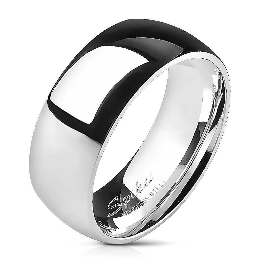 Nemesacél jegygyűrű - ezüst, sima, fényes, 8 mm - Nagyság: 59