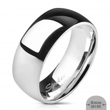 Nemesacél jegygyűrű - ezüst, sima, fényes, 8 mm