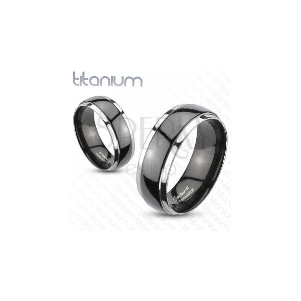 Titánium karikagyűrű - fekete - ezüst