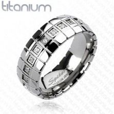 Titánium gyűrű - cirkónia öv, függőleges vonalak
