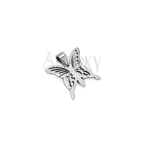 Medál minőségi acélból - díszes ezüst pillangó