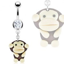 Köldök piercing - FIMO majom medál