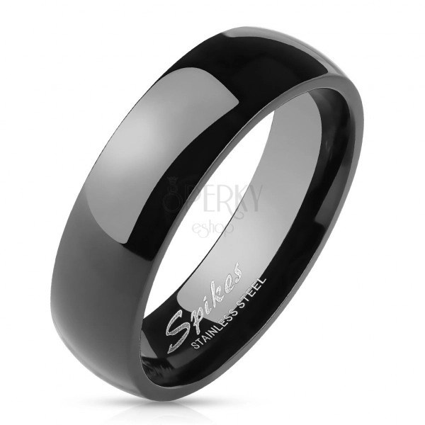 Egyszerű acél gyűrű - fényes fekete felület, 6 mm