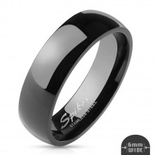 Egyszerű acél gyűrű - fényes fekete felület, 6 mm