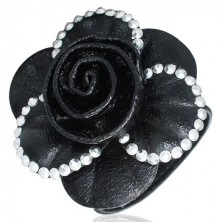 Fekete karkötő - 3D glitteres nagy fekete rózsa