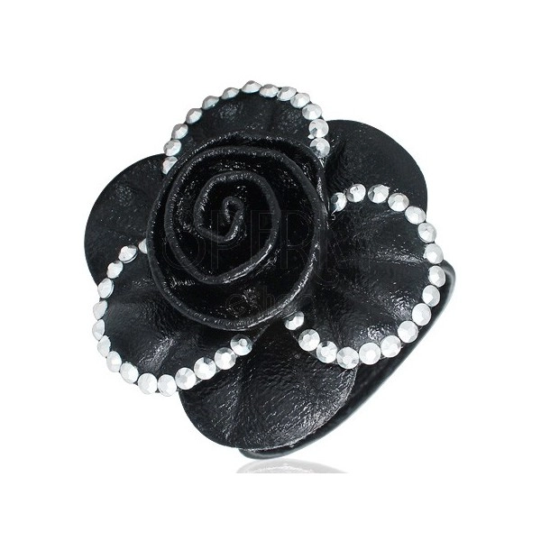 Fekete karkötő - 3D glitteres nagy fekete rózsa