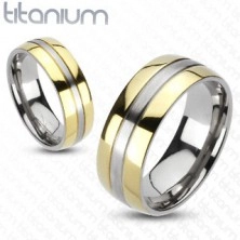 Titánium gyűrű - arany és ezüst színkombináció