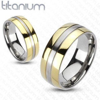 Titánium gyűrű - arany és ezüst színkombináció - Nagyság: 54
