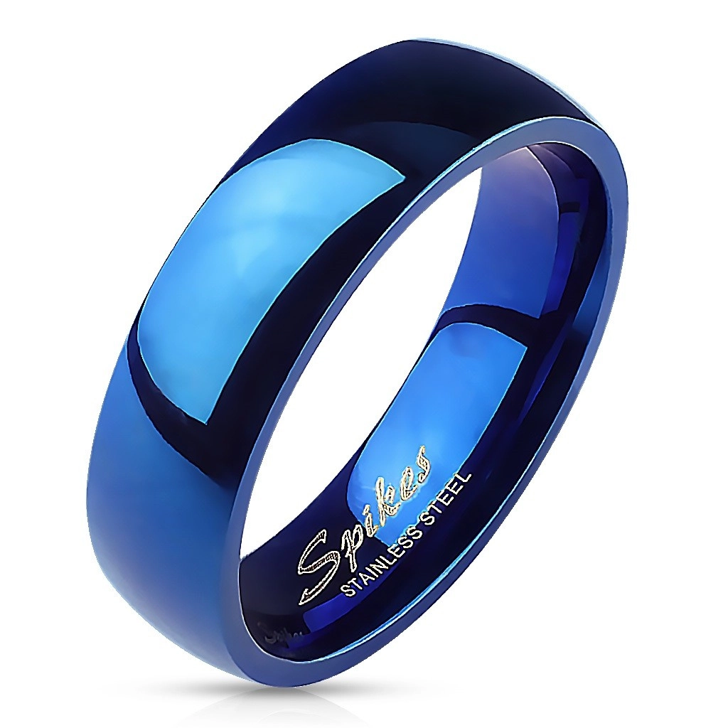 Kék karikagyűrű acélból - fényes felület - Nagyság: 54