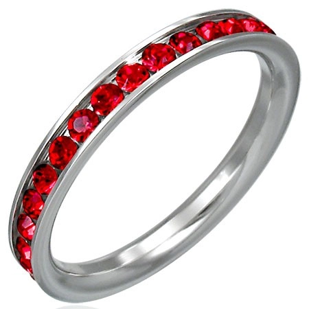 Rubinvörös cirkonköves gyűrű, nemesacélból - Nagyság: 60