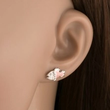 Sterling ezüst fülbevaló - rózsaszín halacska cirkónia kövekkel