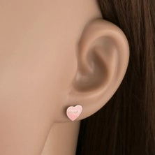 Ezüst 925 fülbevaló - rózsaszín LOVE szív