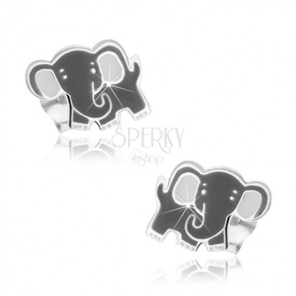 Gyermek sterling ezüst fülbevaló - szürke elefánt