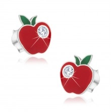 Beszúrós 925 ezüst fülbevaló - cirkóniaköves alma