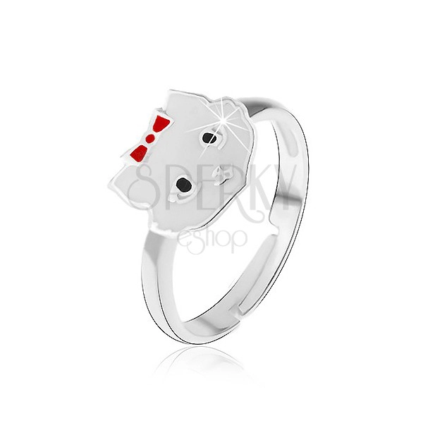 Kislány gyűrű - 925 ezüst, fehér cica