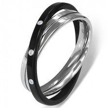 Orvosi fém gyűrű - kettős, ezüst és fekete