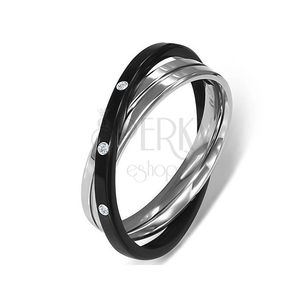 Orvosi fém gyűrű - kettős, ezüst és fekete