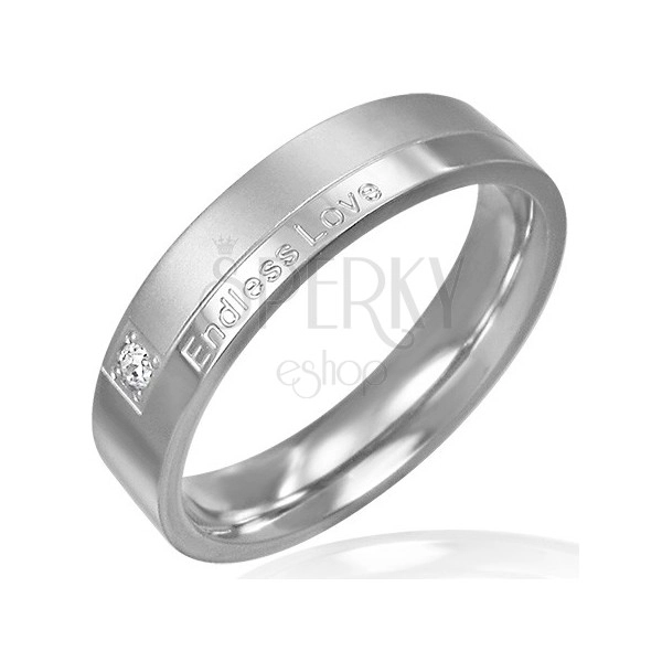 Gyűrű acélből - modern dizájn, romantikus felirat