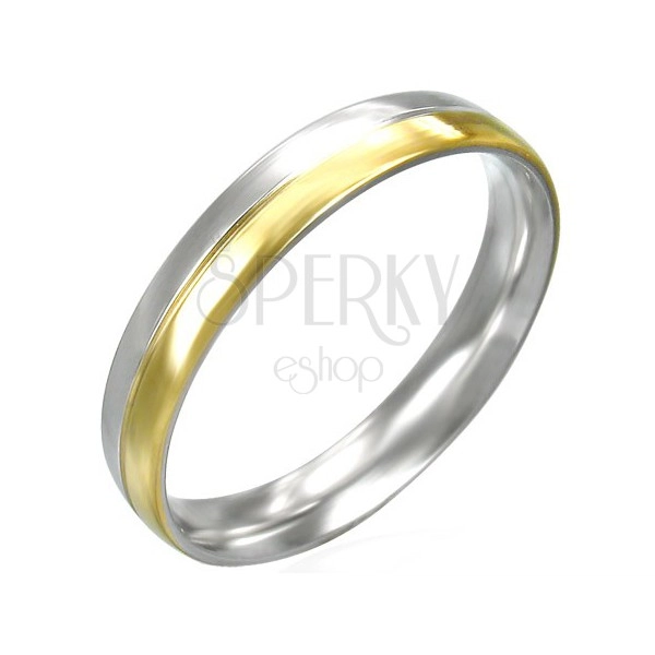 Ezüst - arany színű gyűrű acélból