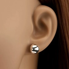 Ezüst fülbevaló - félgömb, stekkeres kapocs, 10 mm
