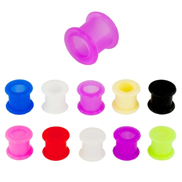 Fültágító - színes, flexibilis - A piercing vastagsága: 6,5 mm, Szín: Rózsaszín