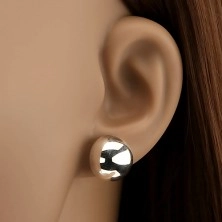 Ezüst félgömb fülbevaló - stekkeres kapocs, 14 mm