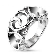 Acél gyűrű - három mintázott szívecske