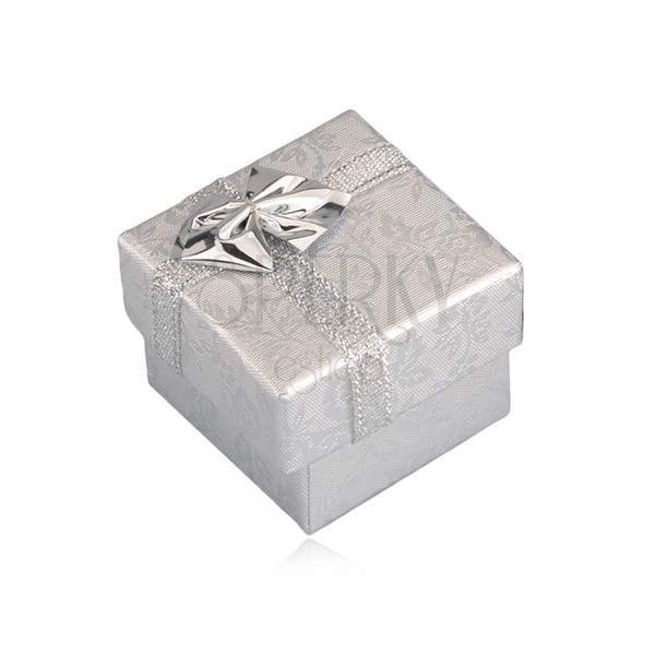 Ajándék csomagolás - ezüst rózsák, ezüst szalag, 40 mm