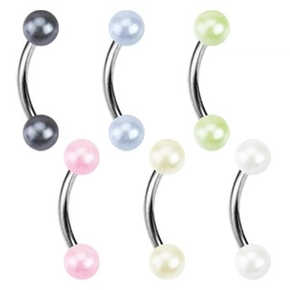 Szemöldök piercing - két színes gyöngyházas golyócska - Méret: 1,2 mm x 9 mm x 3 mm, A piercing színe: Világos rózsaszín