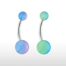 Köldök piercing acélból - kétszínű UV golyócskák