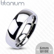 Titánium gyűrű ezüst színben – tükörfényes felület, 6 mm