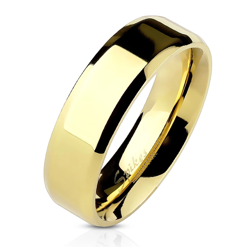 Aranyozott acél gyűrű - egyenes forma, vékony szegélyek, 6 mm - Nagyság: 58