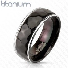 Titánium gyűrű - rombusz mintázat, ívelt szegély