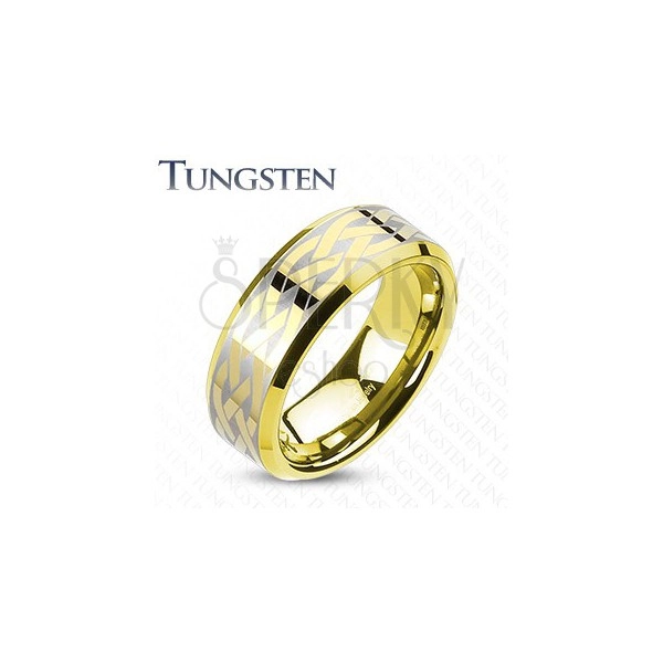 Volfrám karikagyűrű arany színben - keltai csomó