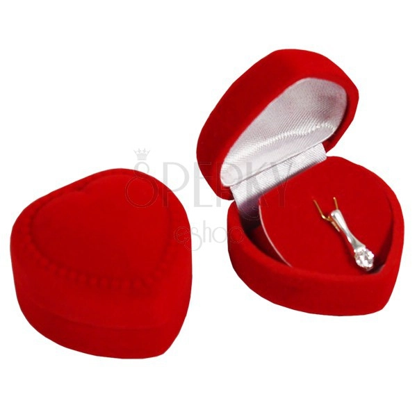 Szív alakú ékszerdoboz - piros bársony bevonat