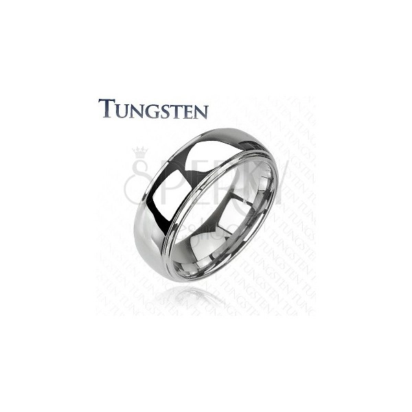 Wolfrám karikagyűrű - kiemelkedő középső sáv, tükörfényes, 6 mm