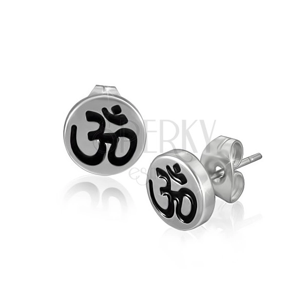 Stekkeres acél fülbevaló - hindu ÓM szimbólum