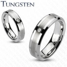 Tungsten gyűrű - csiszolt sáv egy cirkóniával