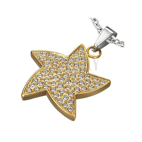 Aranyszínű acélmedál - cirkonköves csillag