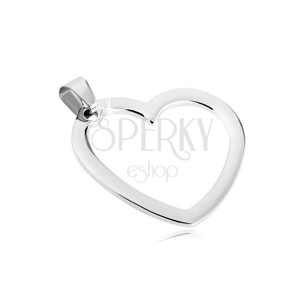 Tükörfényes medál acélból - egyszerű szív keret