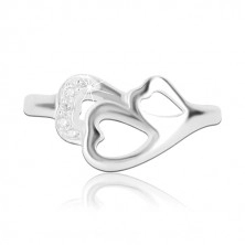 Ezüst gyűrű – három szív, beágyazott cirkóniák