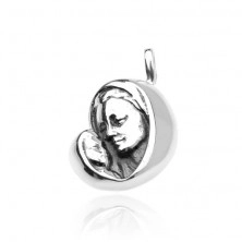 925 ezüst medál - Mária a gyermekkel, finoman antikolt
