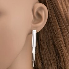 Bedugós ezüst fülbevaló - összekapcsolt szalagok golyócskákkal
