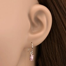 925 - ös ezüst fülbevaló - rózsaszín cirkonkő magok kampón