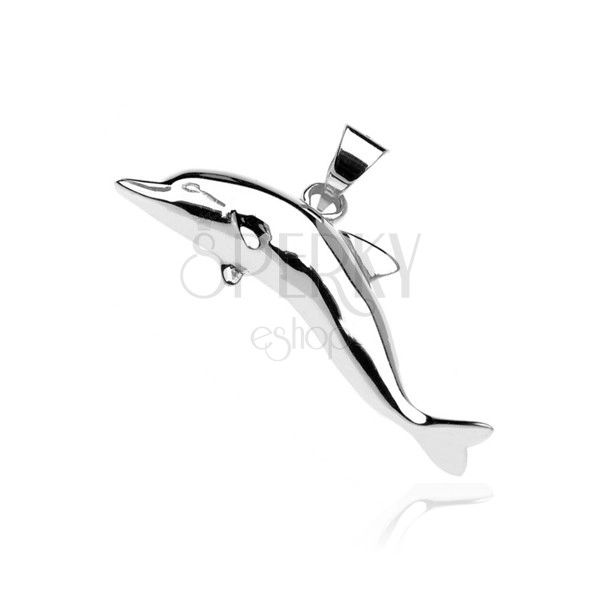 925-ös ezüst medál - fényes ugró delfin, 37 mm